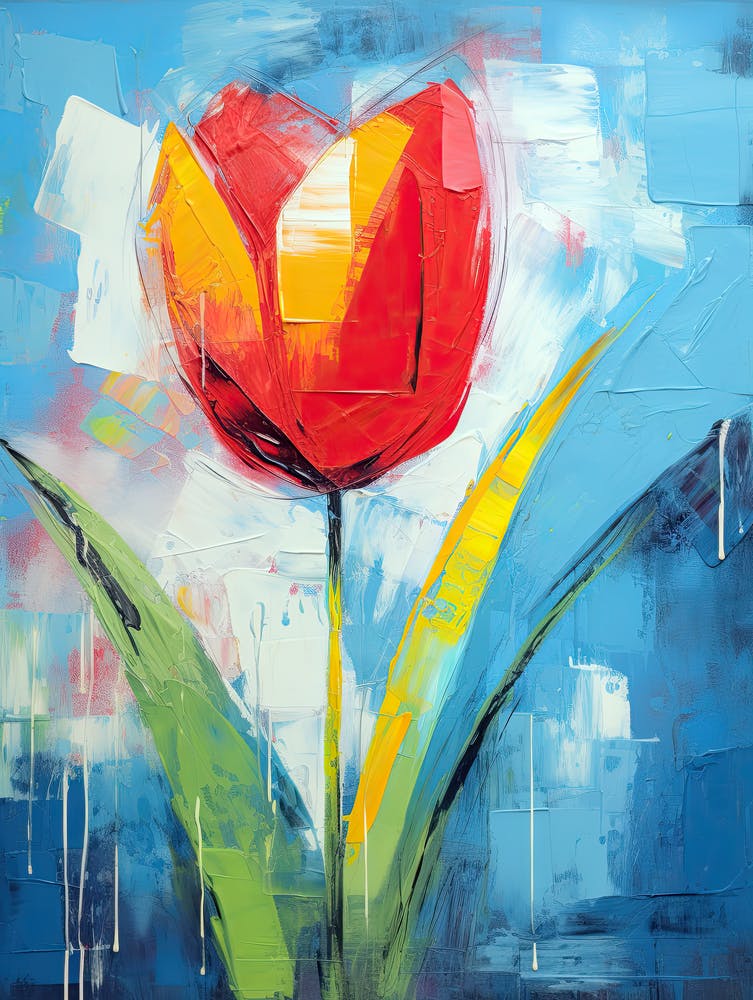 Tulip Whirlwind: Urban Blooms, Basquiat Style