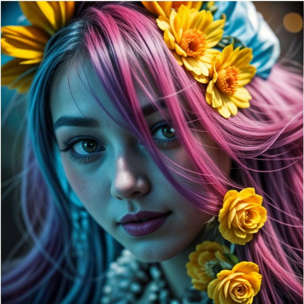 Portrait Of A Girl With Flowers