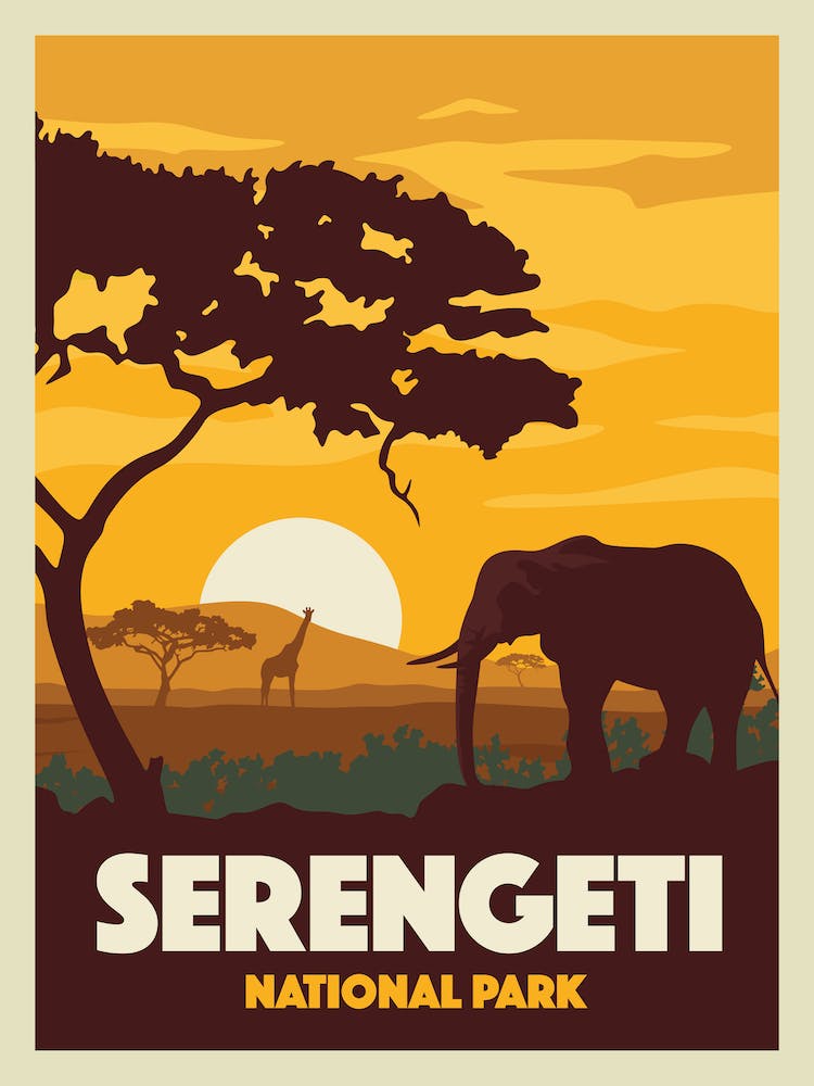 Serengeti National Park Travel Poster