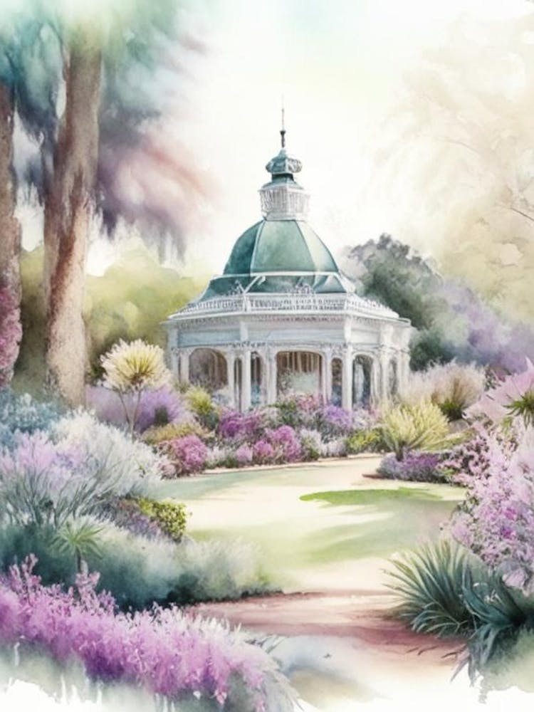 Ballarat Botanical Gardens, 1, Australia Pastel Watercolour