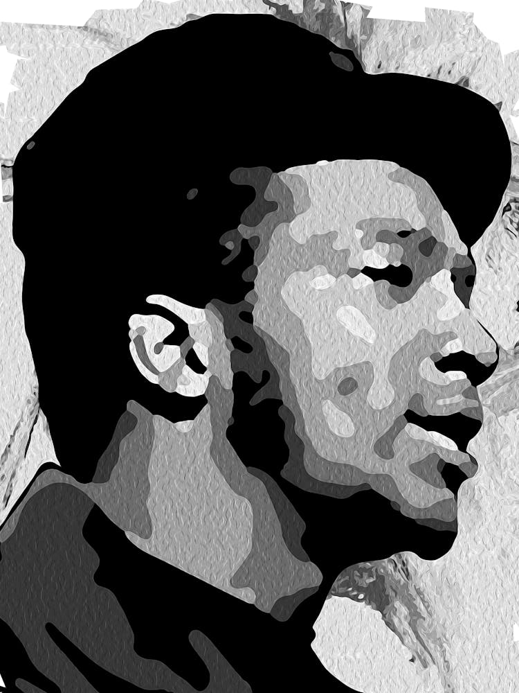 Fred Hampton Activist in Grayscale Digital Oil Painting
