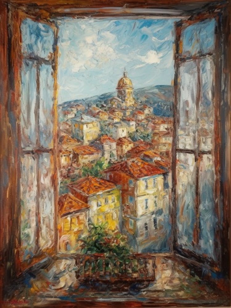 Window View Of Istanbul In The Style Of Impressionism 1