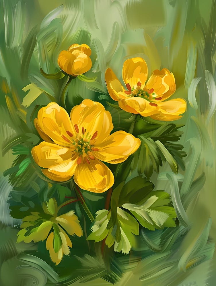 Yellow Potentilla Flowers