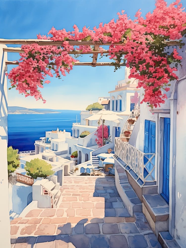 Mykonos Summer Watercolour 1
