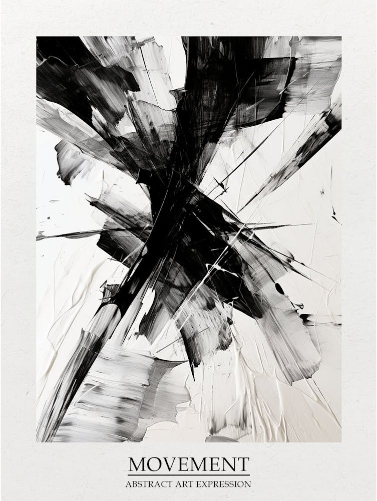 Movement Abstract Black And White 8 Poster