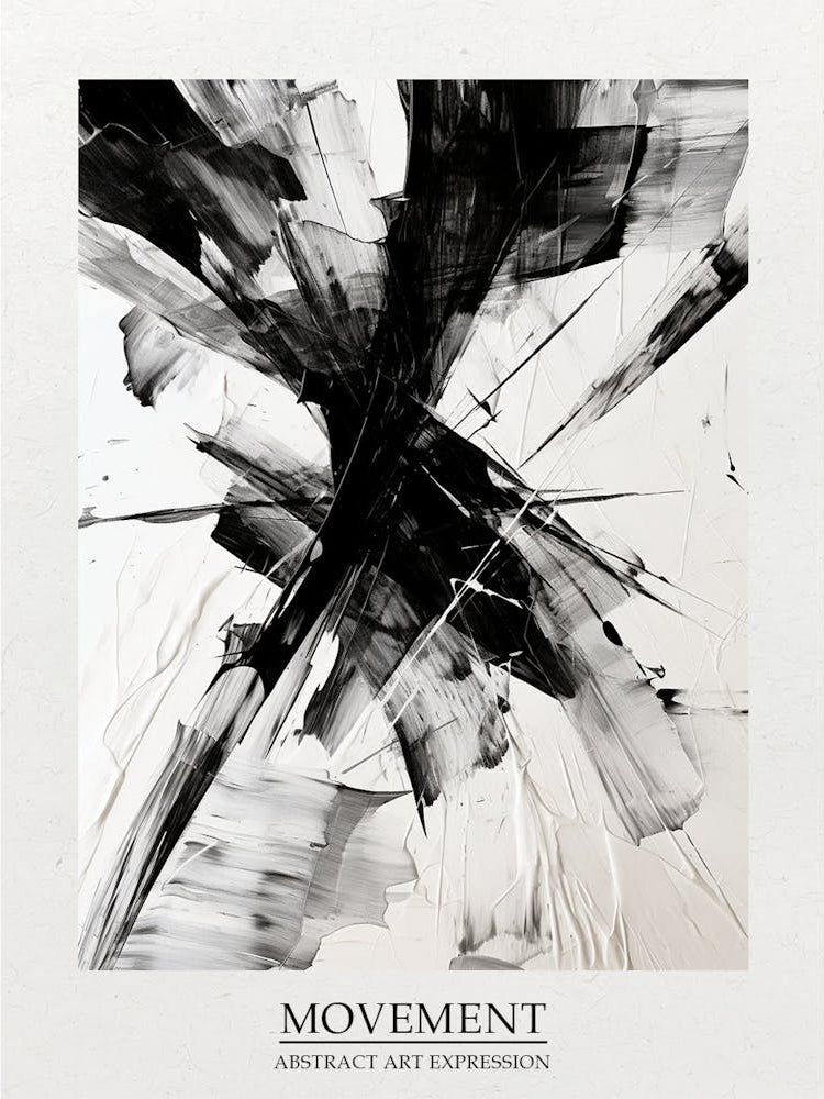 Movement Abstract Black And White 8 Poster