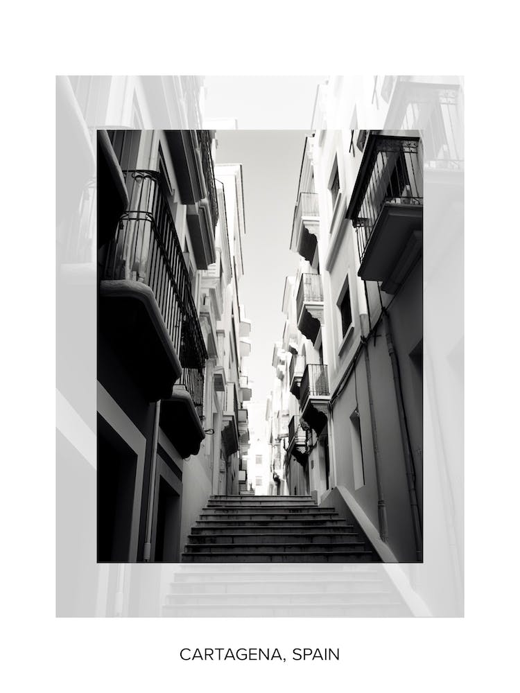 Poster Of Cartagena, Spain, Black And White Old Photo 2