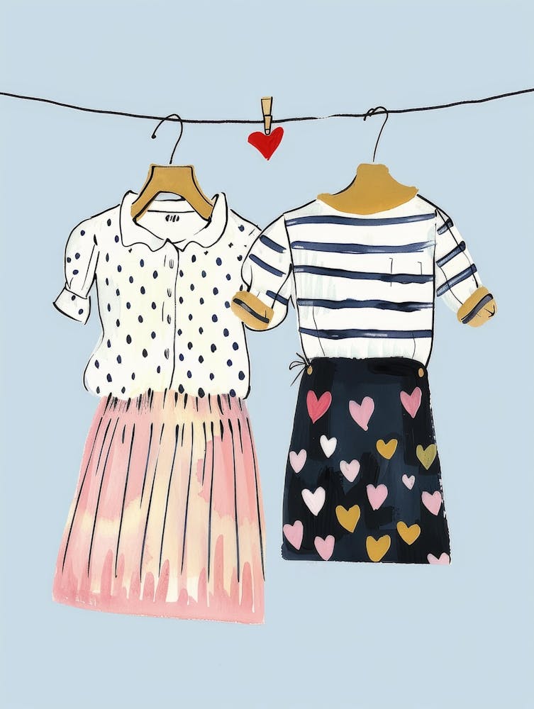 Two Girls Hanging Clothes