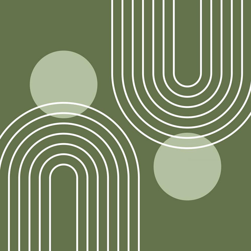 Mid Century Modern Geometric C24 In Sage Green (Rainbow And Sun Abstract) 02