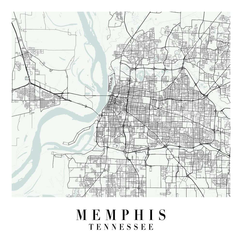 Memphis Tennessee Street Map Minimal Color Square