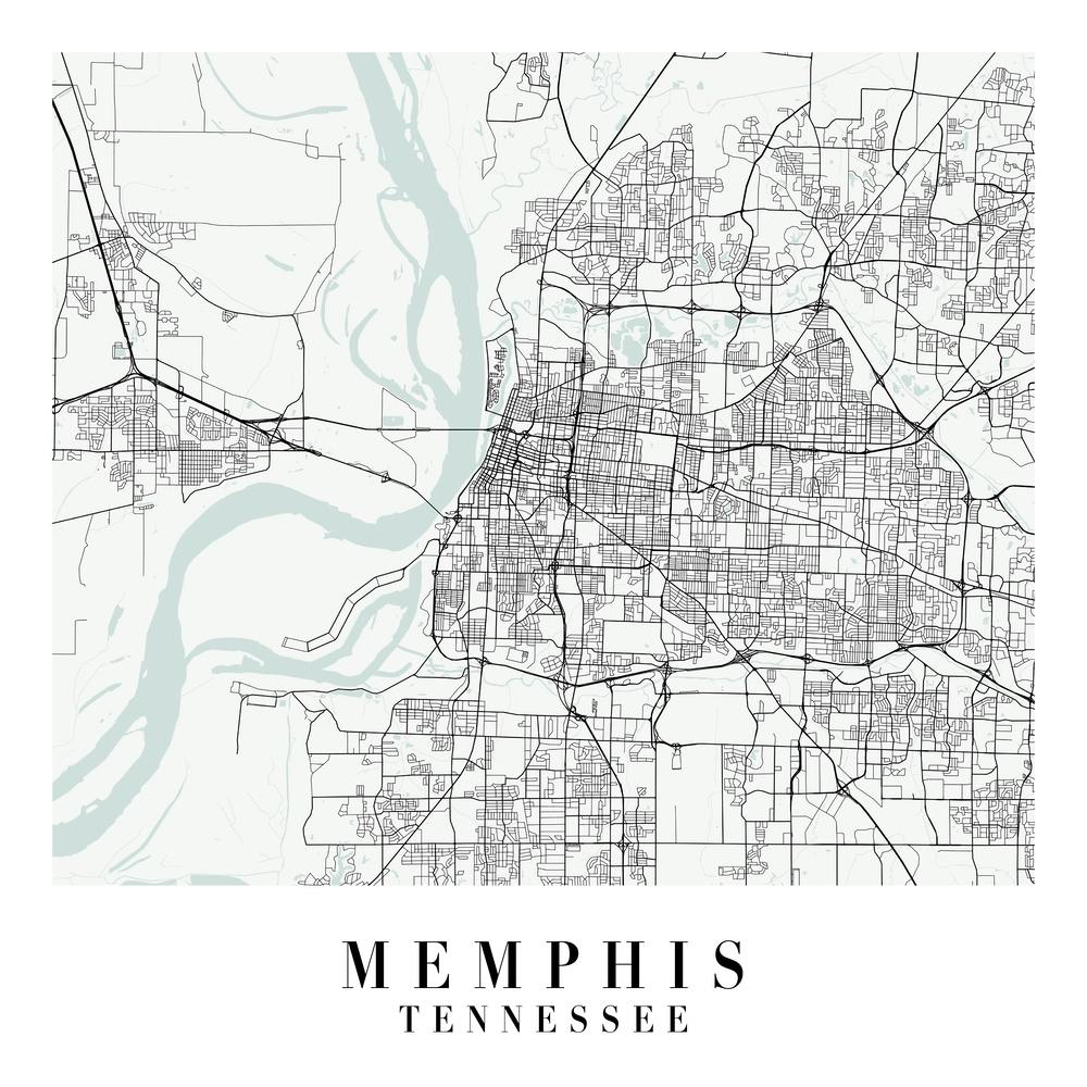 Memphis Tennessee Street Map Minimal Color Square