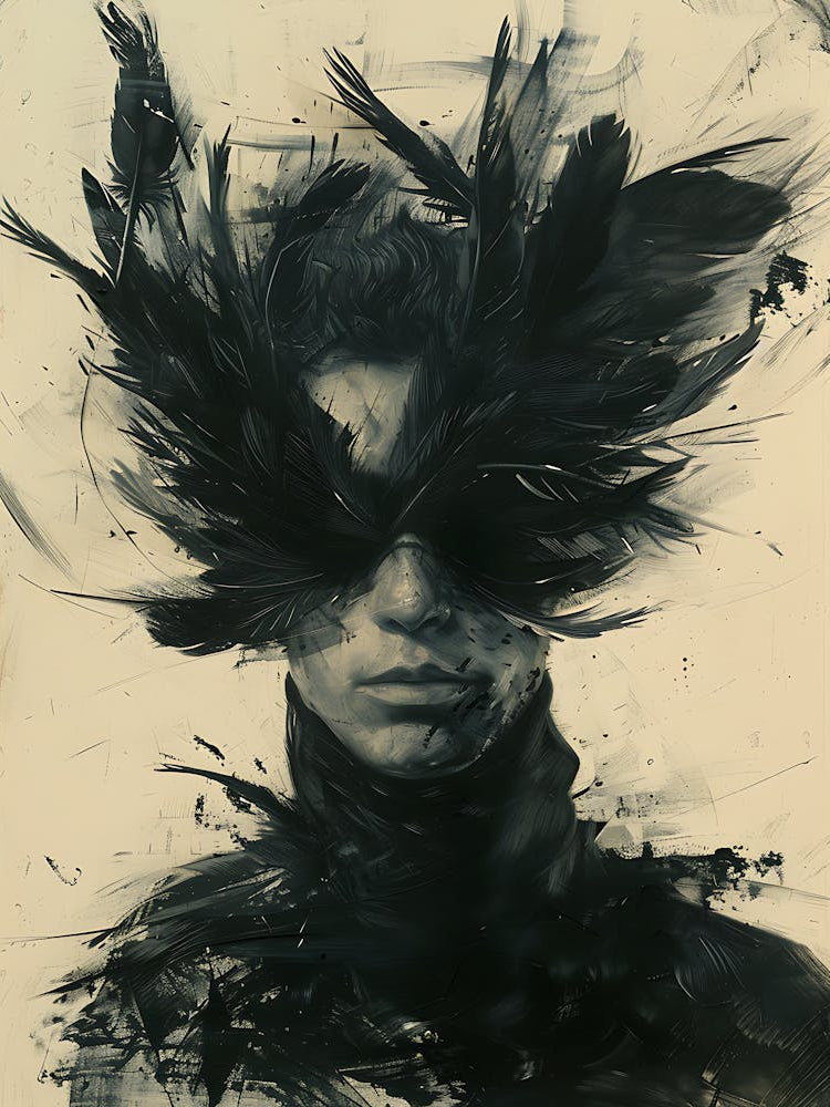 Whimsical Dark Feathers Man 4