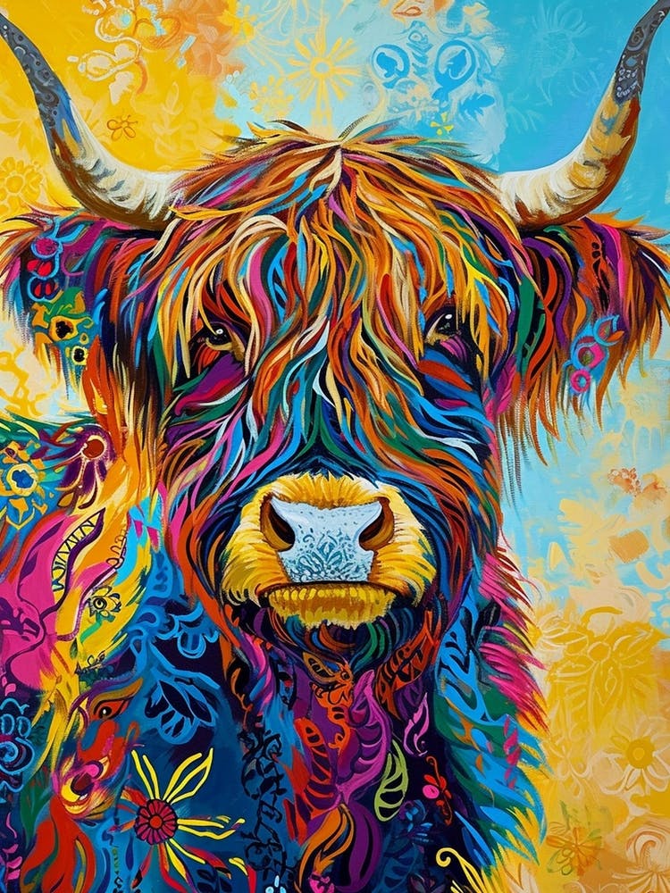 Kitsch Colourful Highland Cow 4