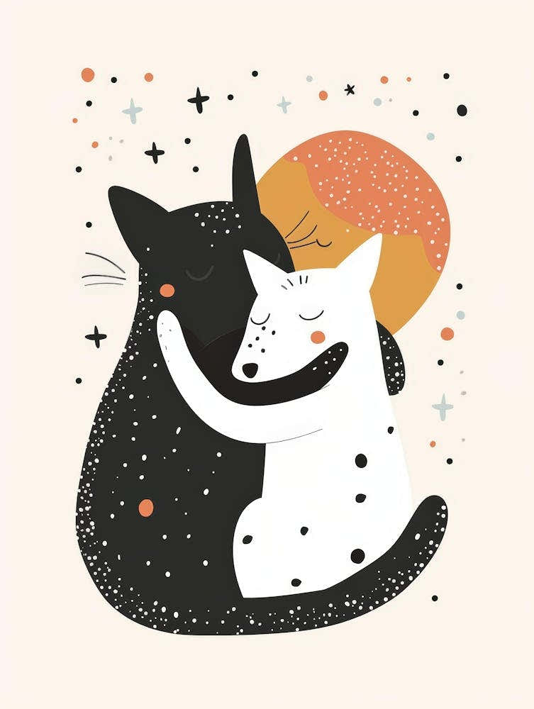 Cat And Dog Hugging