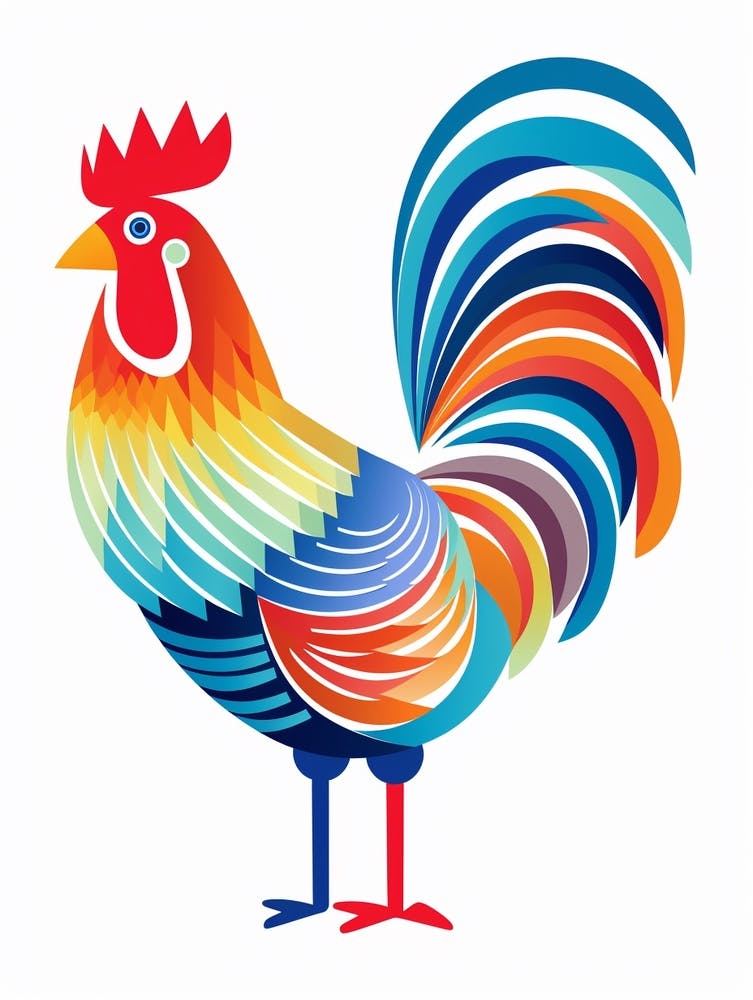 Colourful Geometric Bird Rooster 3