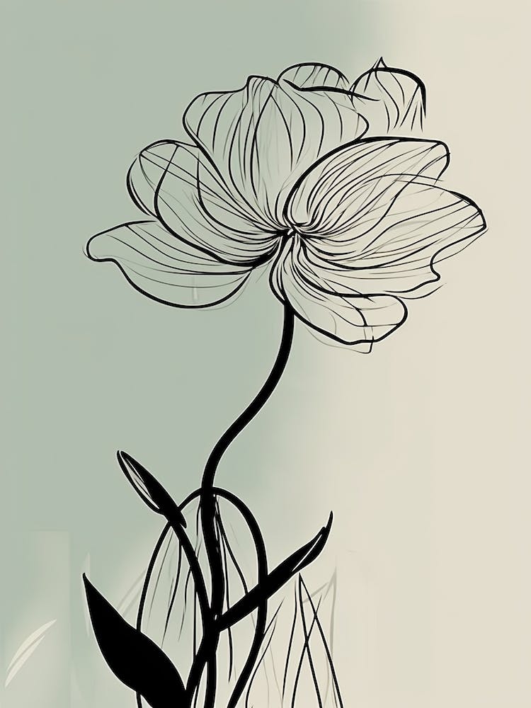Daffodils Line Art Flowers Illustration Neutral 12