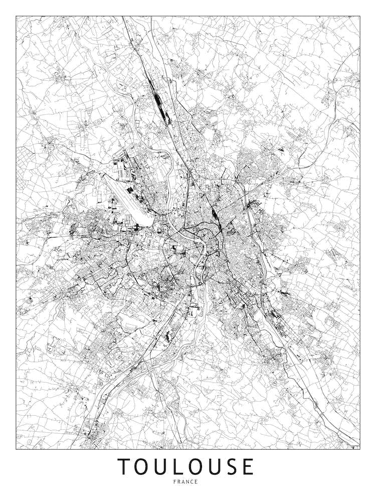 Toulouse White Map