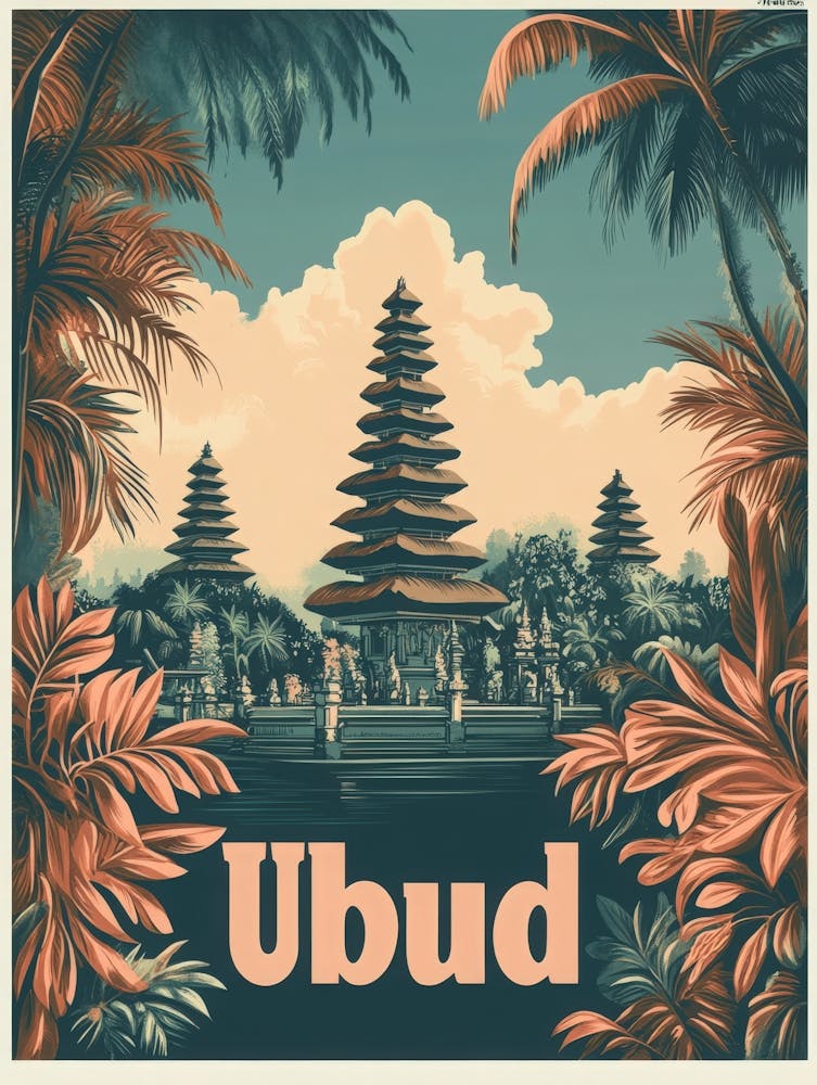 Aihrgdesign Ein klassisches Reiseposter der 1960er Jahre für Ubud 2