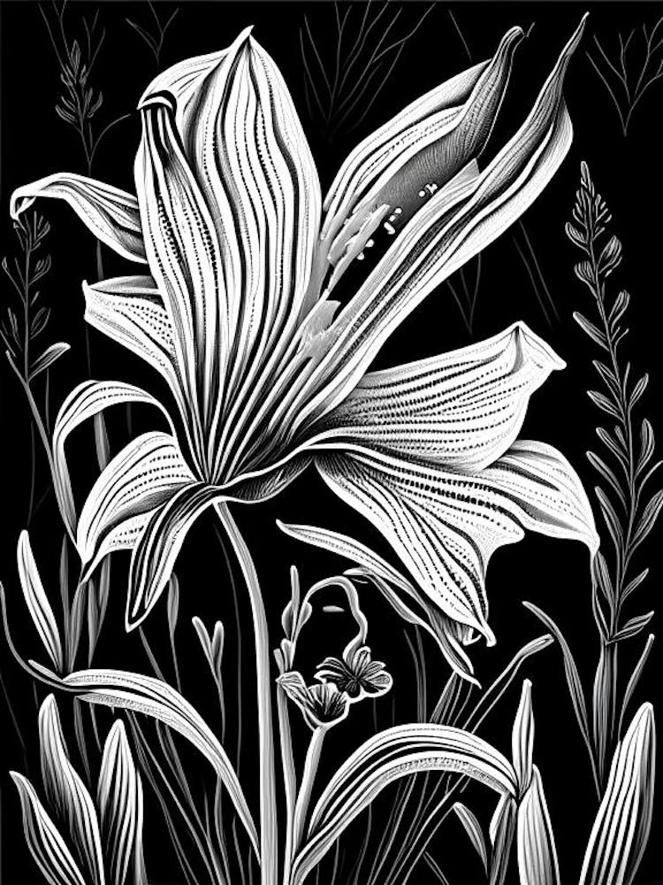 Mariposa Lily Wildflower Linocut 2