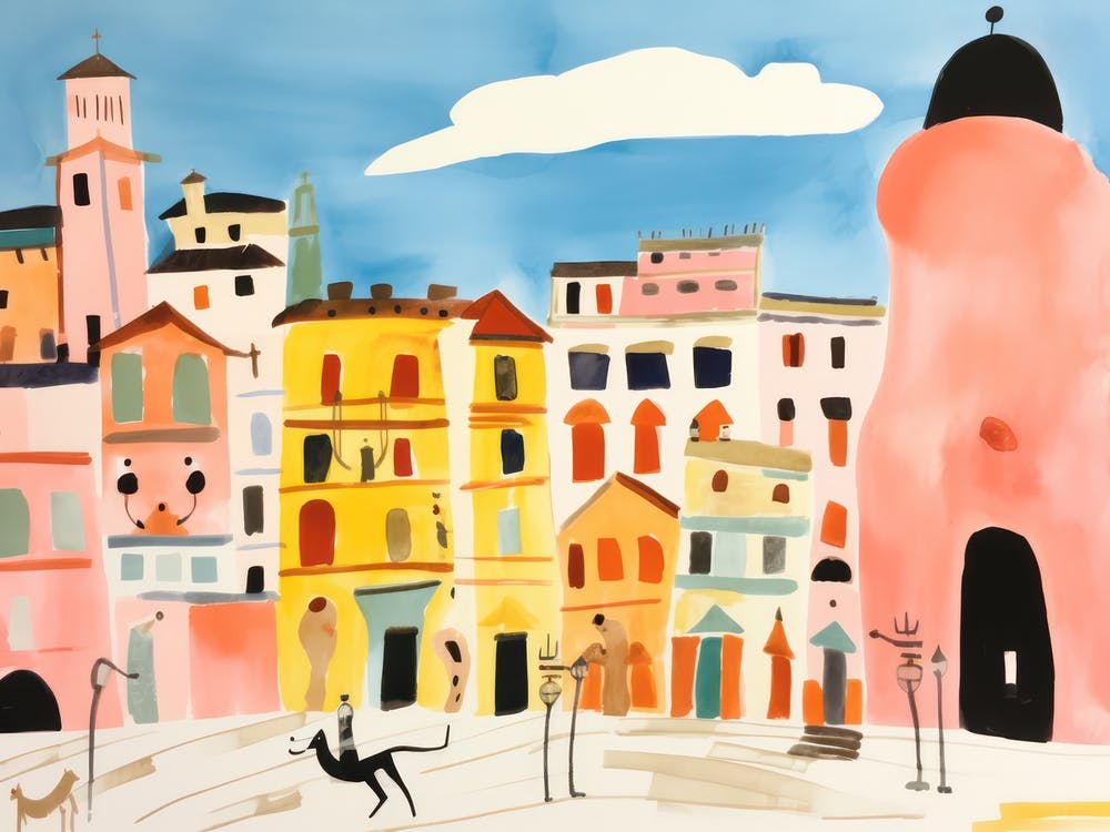 Bologna Italy Cute Watercolour Illustration 4