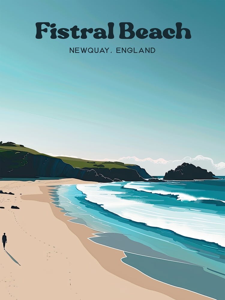 Fistral Beach Newquay Digital Travel Art