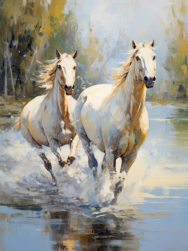 Horses Painting In Camargue, France 4