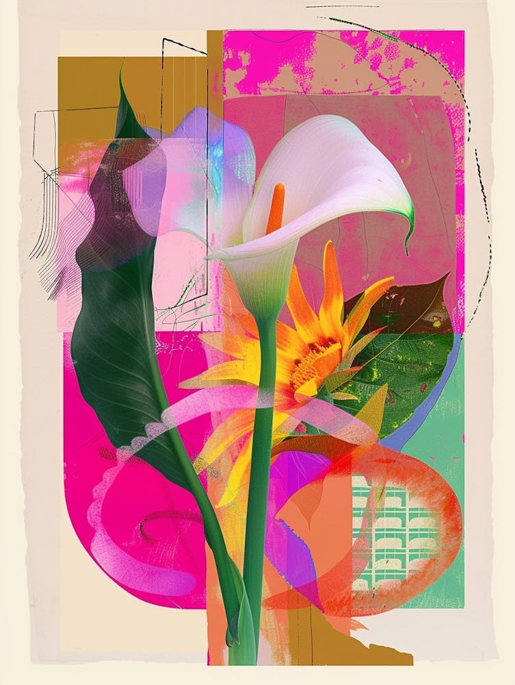 Calla Lily 2 Neon Flower Collage