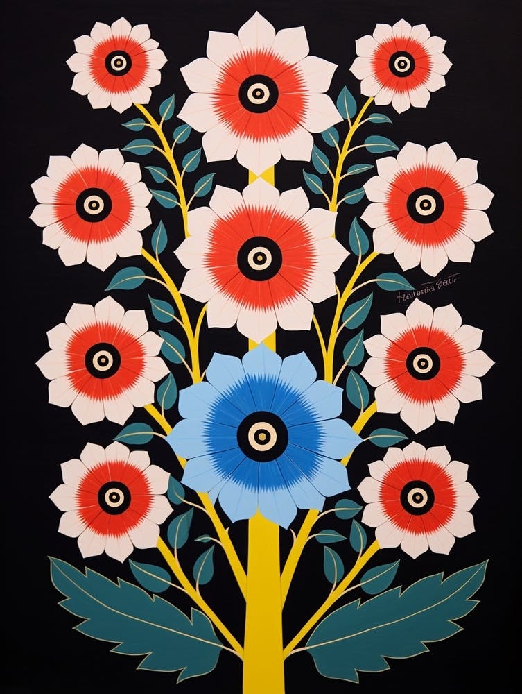 Flower Motif Painting Hollyhock 2