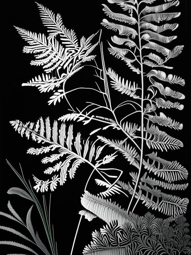 Royal Fern Wildflower Linocut