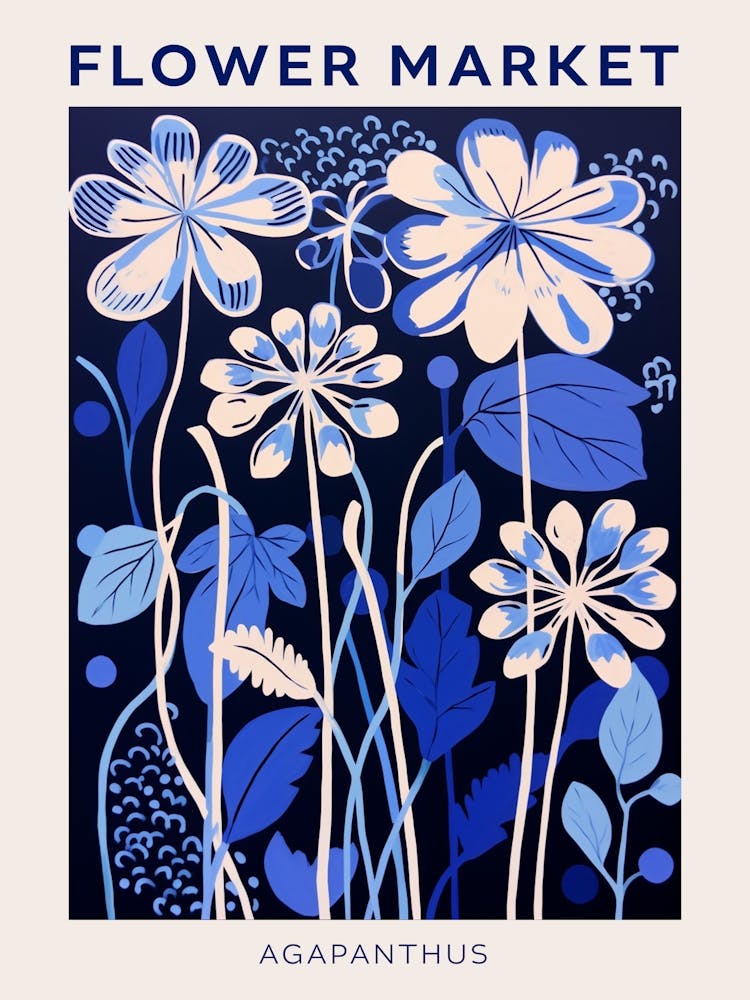 Blue Flower Market Poster Agapanthus 2