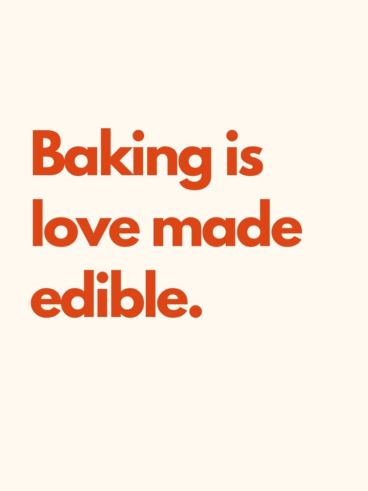 Baking Love Kitchen Typography Cream Red