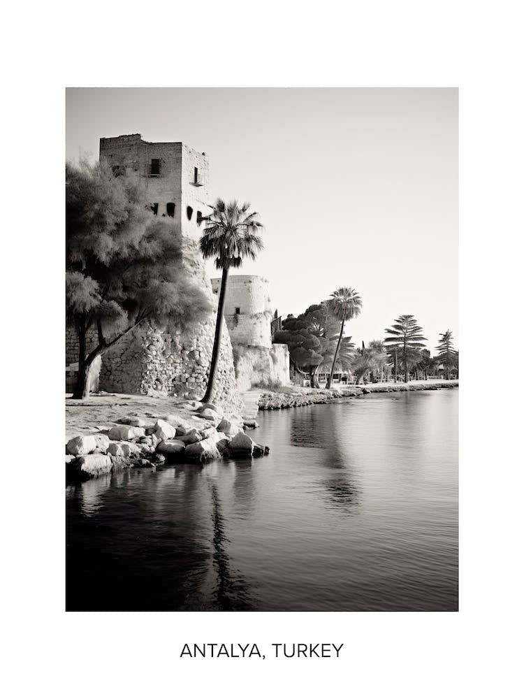 Poster Of Antalya, Turkey, Photography In Black And White 3