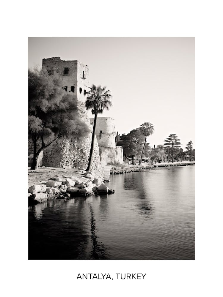 Poster Of Antalya, Turkey, Photography In Black And White 3