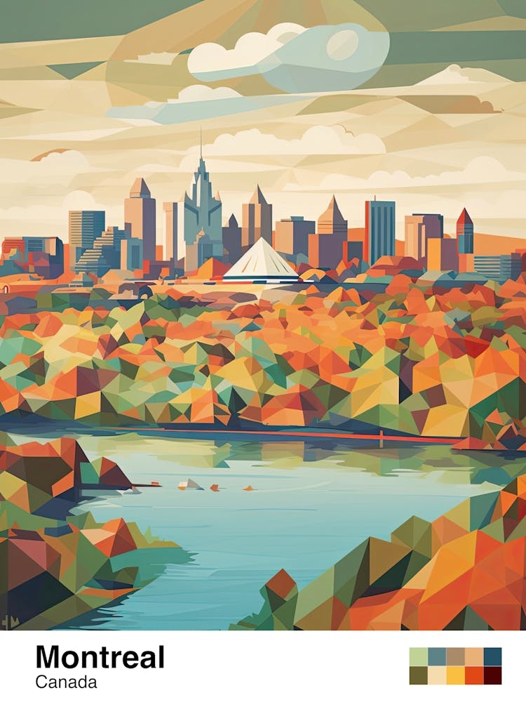 Montreal, Canada, Geometric Illustration 4 Poster