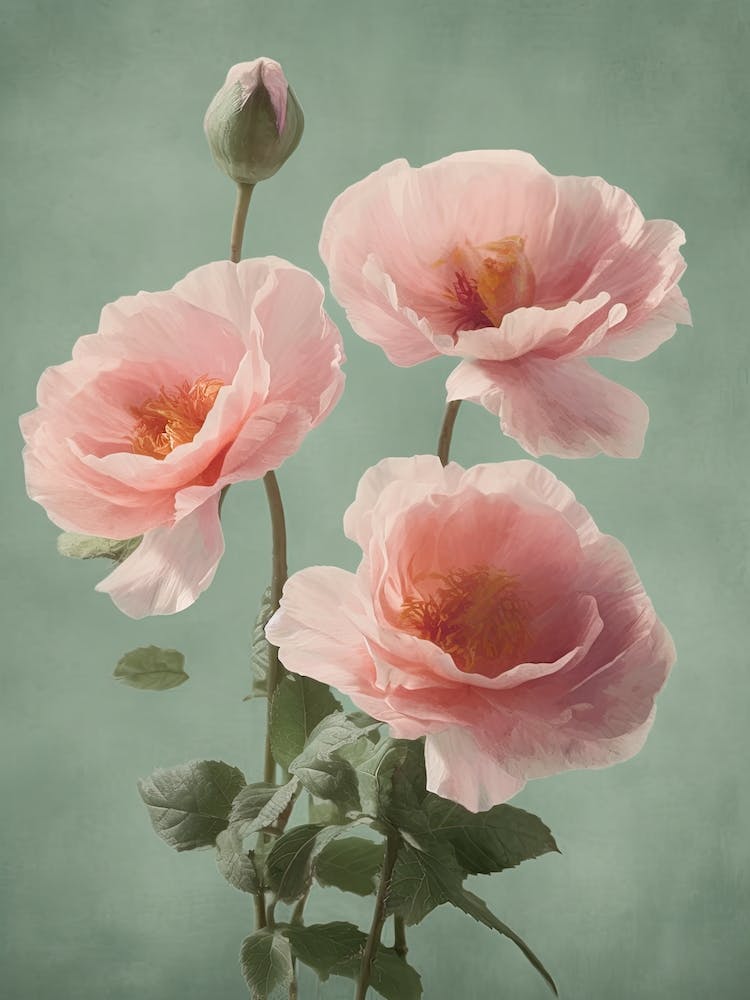 Pink Roses Flowers Acrylic Painting In Pastel Colours 7