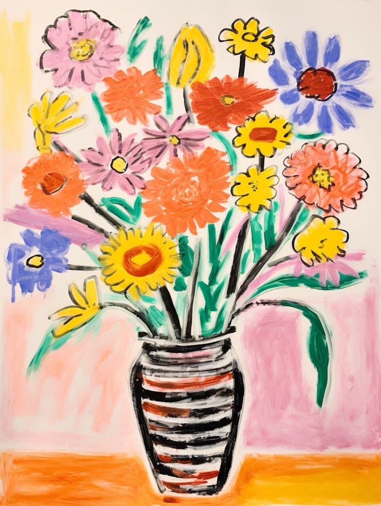 Flower Painting Fauvist Style Marigold 2