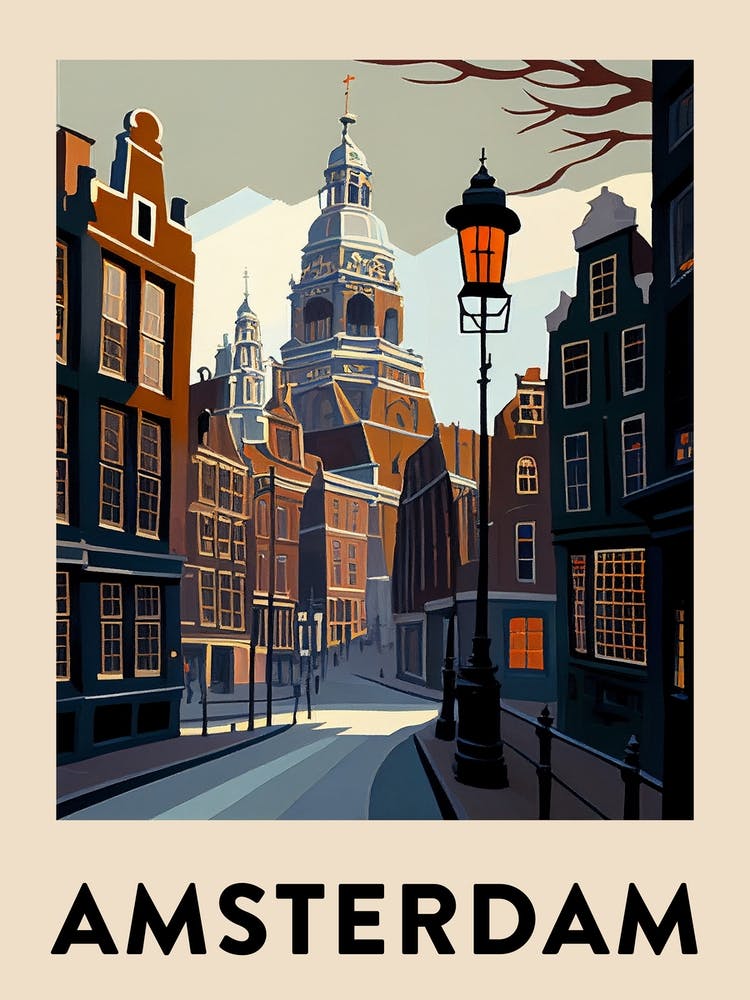 Amsterdam 4 Vintage Travel Poster