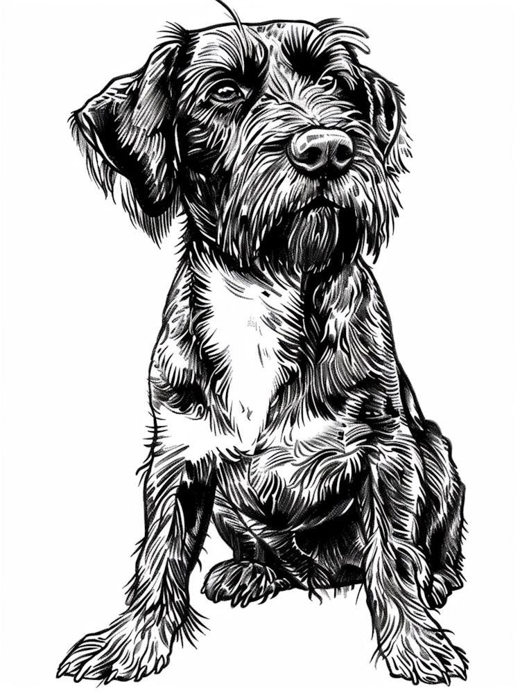 German Wirehaired Dog Line Sketch 2