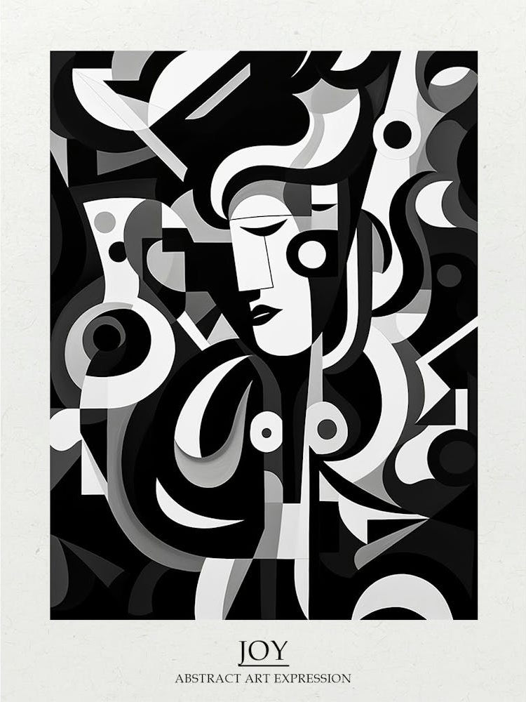 Joy Abstract Black And White 4 Poster