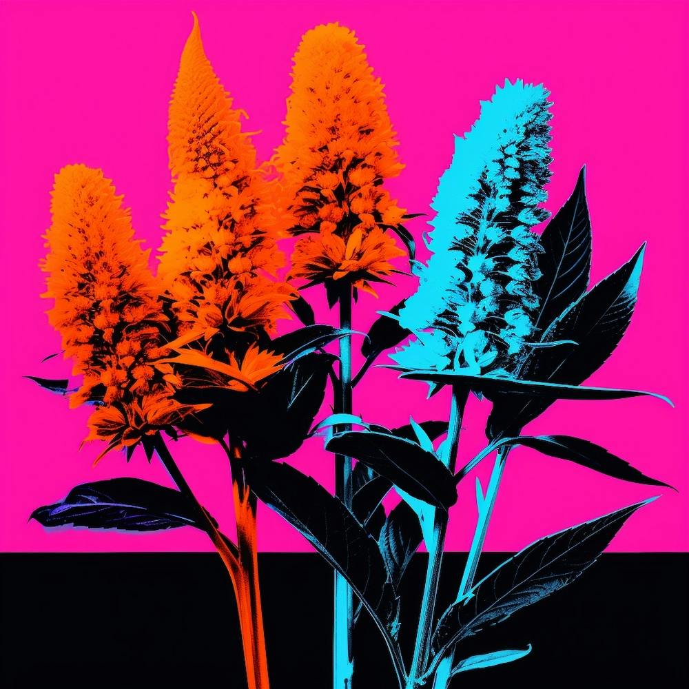 Andy Warhol Style Pop Art Flowers Celosia 3 Square