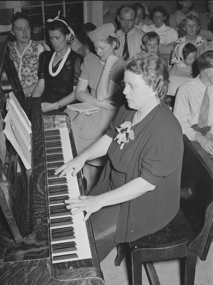 Untitled Photo, Possibly Related To Pianist At Community Sing, Pie Town, New Mexico, She And Her Husband W