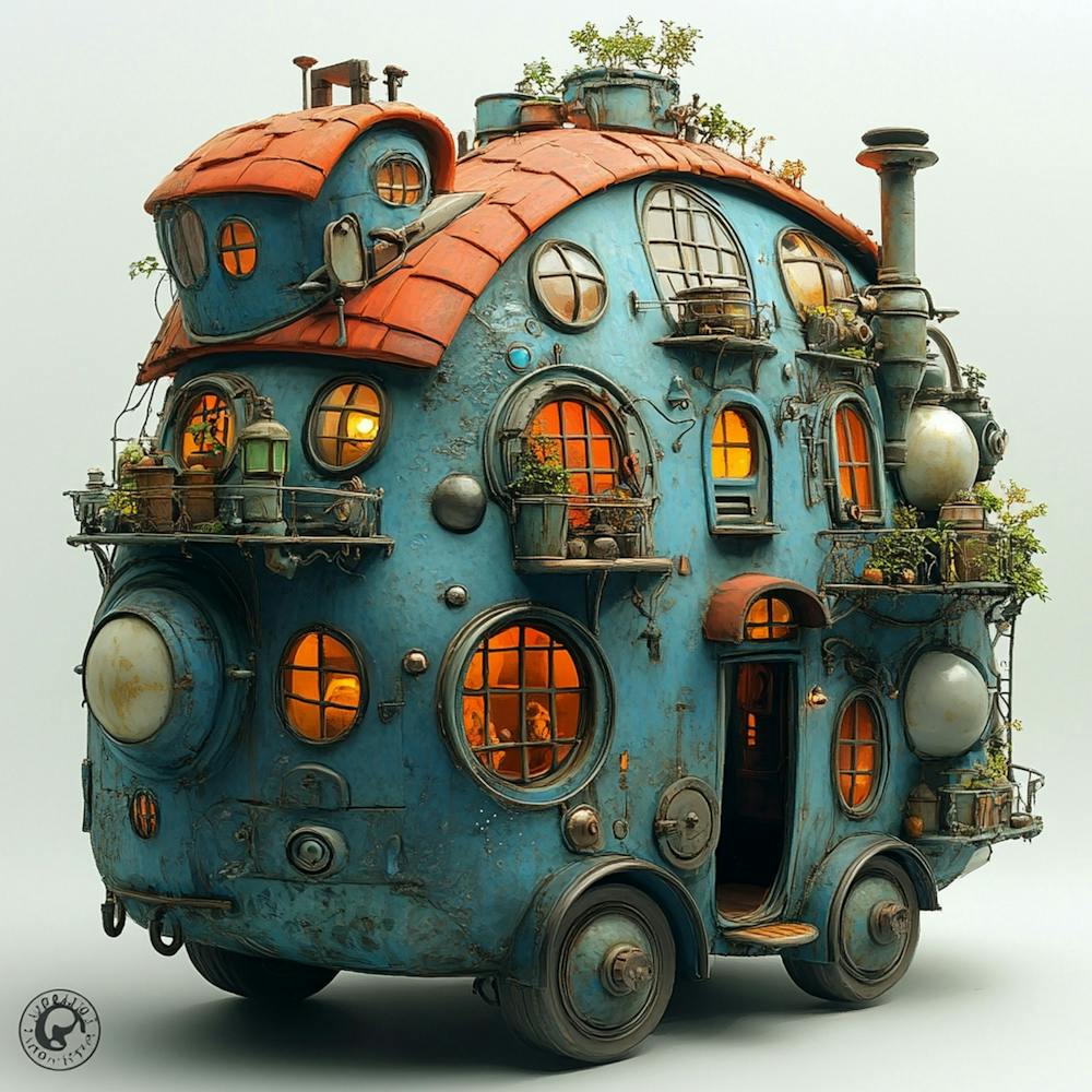 Miladcoloringbook A Highly Detailed Whimsical House On Wheels