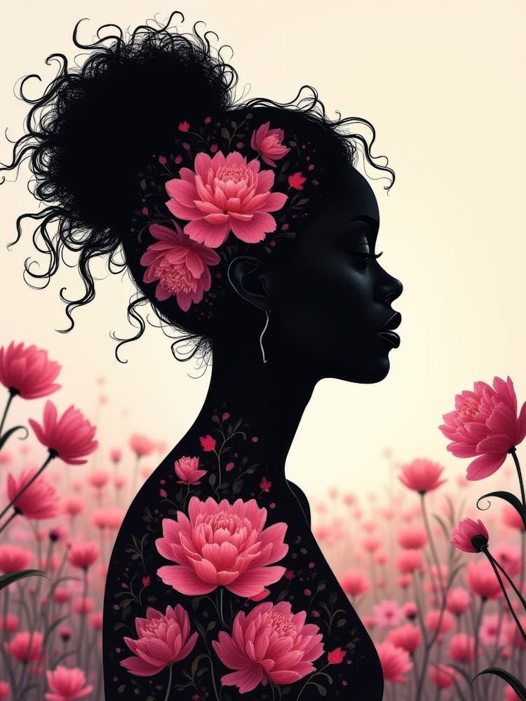 Black Woman With Flowers 1
