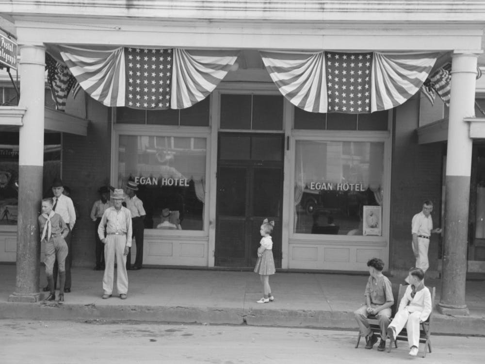 Main Hotel Of Crowley Early In The Morning Of National Rice Festival, Crowley, Louisiana By Russell Lee