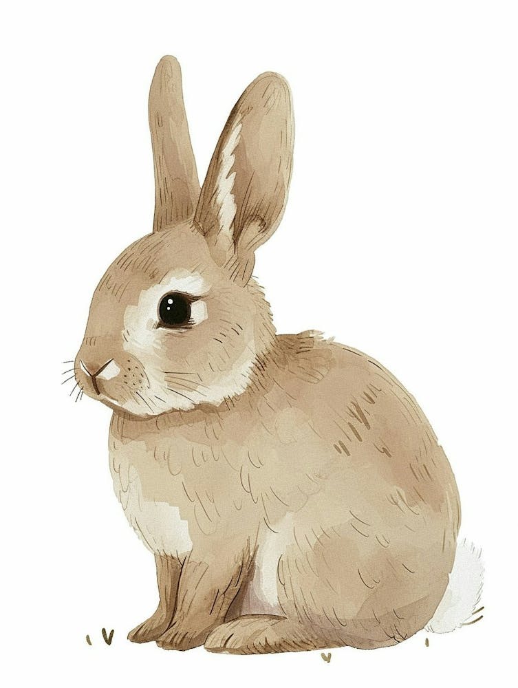 Tan Rabbit Kids Illustration 2