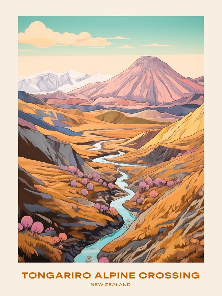 Tongariro Alpine Crossing New Zealand 4 Affiche de Randonnée