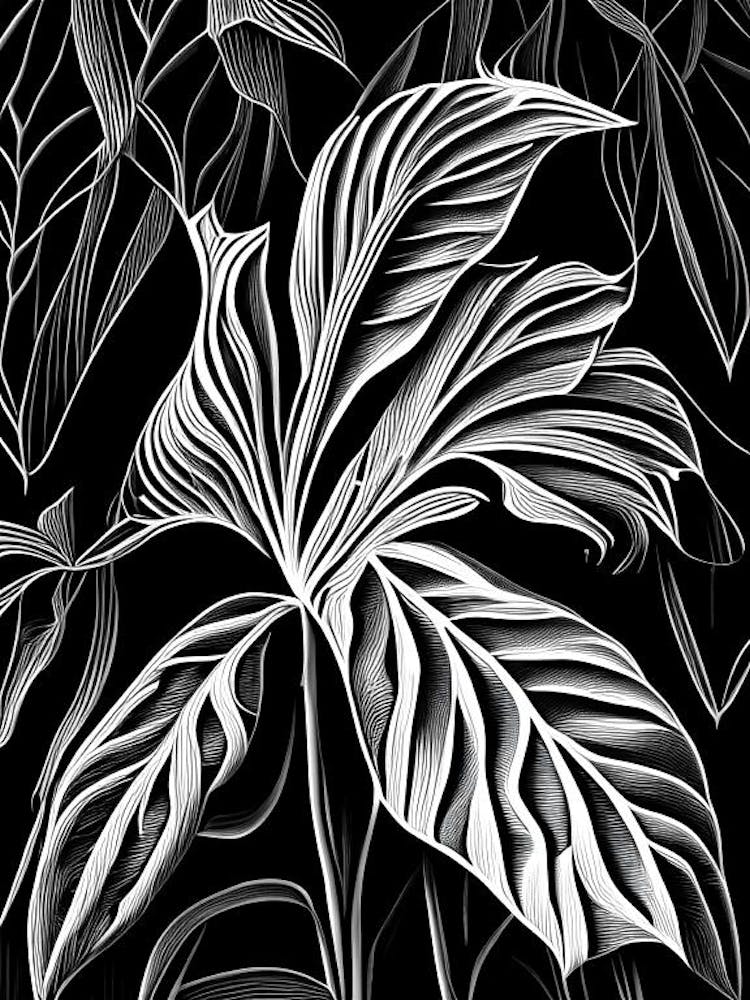 Cardamom Leaf Linocut 1