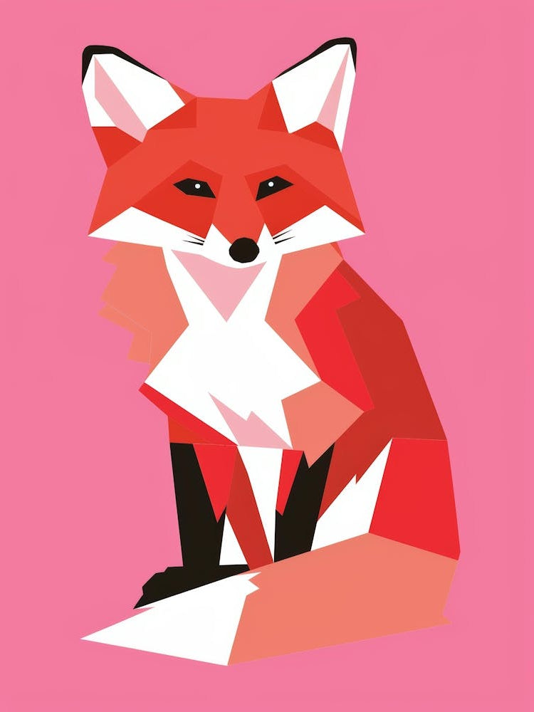 Fox On Pink Background