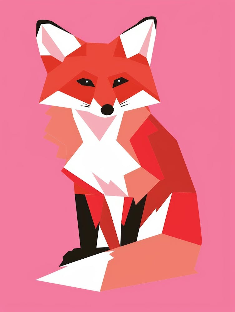 Renard sur Fond Rose