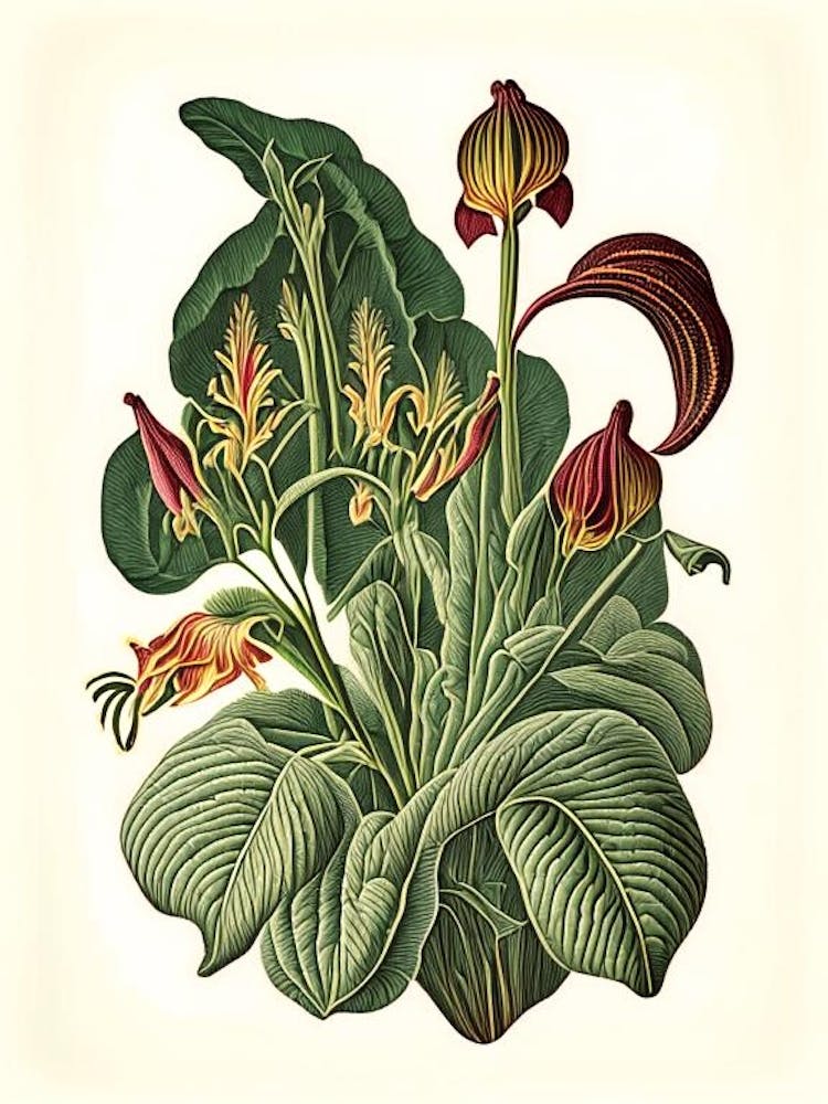 Wild Ginger Wildflower Vintage Botanical